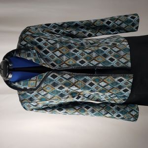 Christopher & Banks soft blazer 95% poly/5% spandex diamond pattern